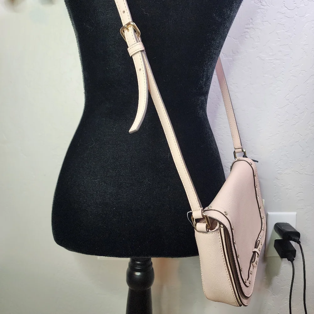 Kate Spade New York Laurel Way Jeweled‎ Saffiano Pink Cream Crossbody